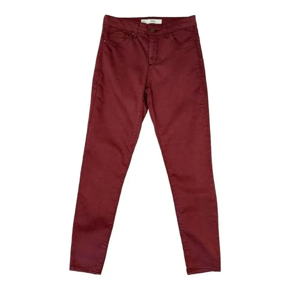 Topshop Moto Leigh Women’s Size W25/L30 (US Size‎ 2) Burgundy Skinny Jeans